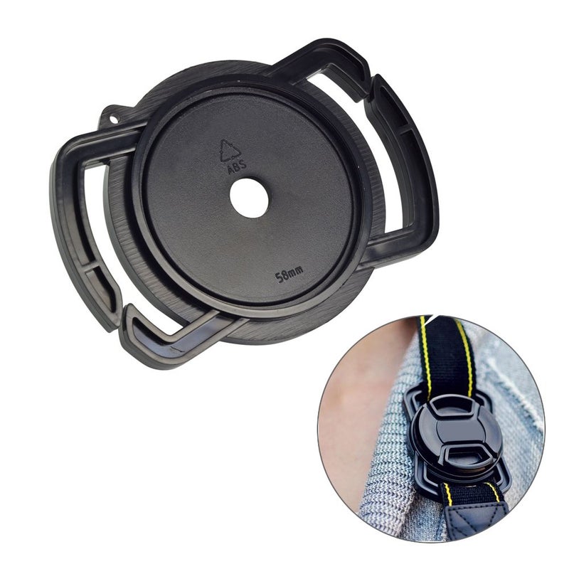 FoRapid Camera Buckle Lens Cap Holder Keeper for Canon Nikon Sony Olympus Fujifilm Pentax Panasonic Sigma DSLR/SLR/Evil Camera Lens Cap-Black ABS Plastic (52mm 58mm 67mm) - Image 2